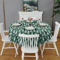 thumbnail image 2 of Green Christmas Tree Pattern Round Tablecloth 60"x60",Wrinkle Wipeable Table Cloth for Kitchen Dining Room Picnic Patio Party, 2 of 6