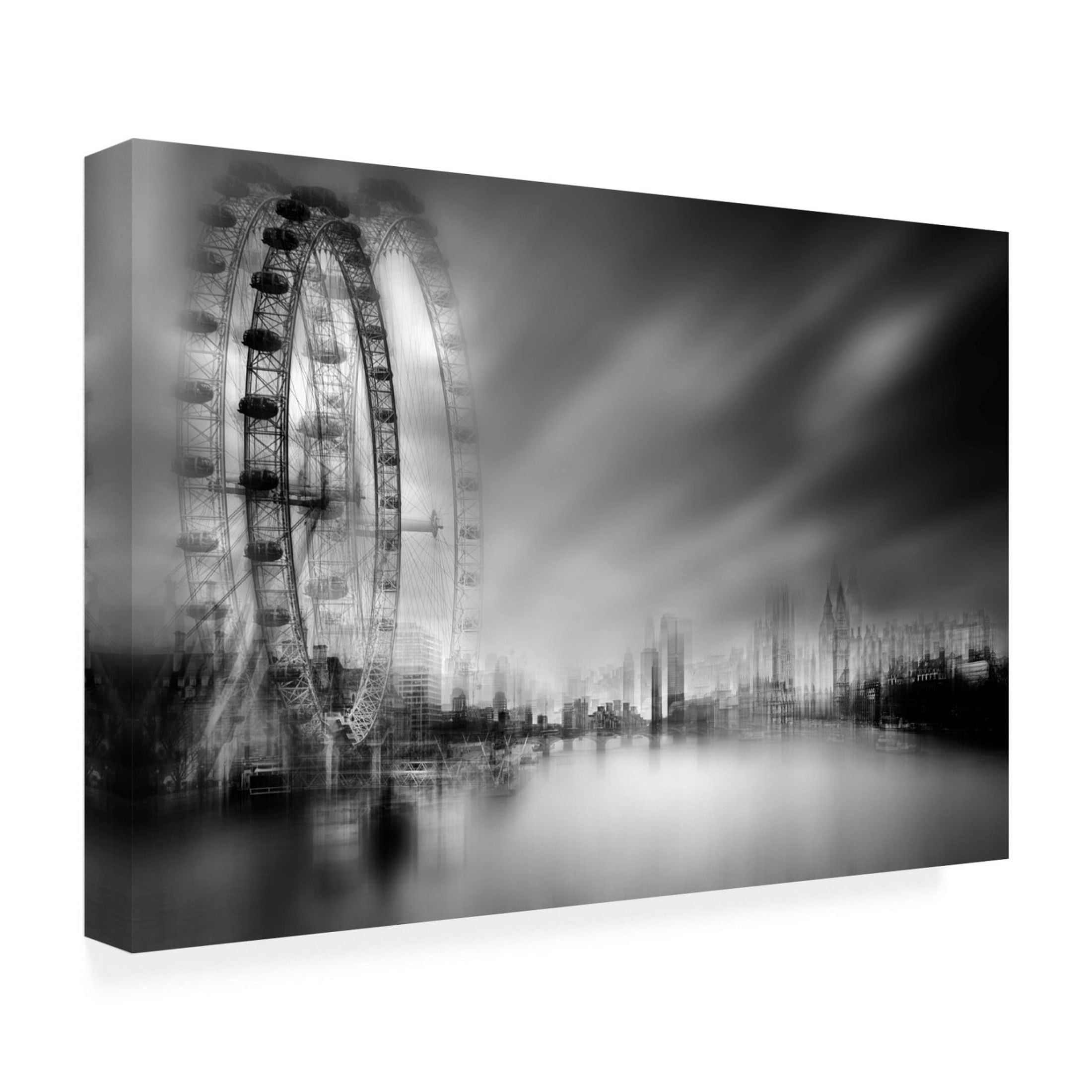 Canvas Wall Art - aRRO 'Foggy City' Wall Art for Living Room, Bedroom, or Office Décor by Trademark Fine Art - 19 x 12 Inches