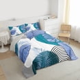 thumbnail image 3 of Homewish Blue Tree Leaves 3 Pieces Queen Comforter Set For Female Men Adults,Abstract Geometric Stripes Ultra Soft Bedding Sets,Botanical Plants Bedding Comforter Set,Bling Glitter Bedroom Decor, 3 of 8