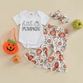 thumbnail image 3 of Douhoow Summer Infant Baby Girls Outfit Short Sleeve Romper + Pumpkin Floral Flare Pants, 3 of 8