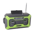 thumbnail image 1 of Radio meteorológica de manivela de emergencia solar, radios AM/FM autoalimentadas portátiles, linterna LED, cargador USB para acampar, verde1.23cp, 1 of 5