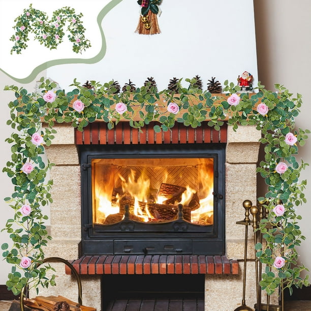 Decoración de interiores, decoración de pared con flores para bodas, hojas de dinero, ratán encriptado con hojas de eucalipto, ratán de imitación, decoración navideña, ratán de imitación.
