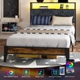 thumbnail image 6 of Kbun Twin Bed Frames,Industrial Metal Platform Bed Frame,Heavy Duty Steel Slats Support Up to 900 lbs,Upholstered Headboardand 9 Thickened Legs,No Box Spring Needed, Noise-Free,Brown, 6 of 7