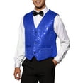 thumbnail image 4 of INSPIRE CHIC Shiny Sequin Vest for Men's V-Neck Party Sleeveless Suit Waistcoat S Blue, 4 of 5