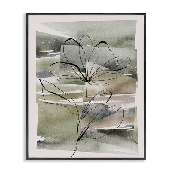 Stupell Industries Scandinavian Flower Outline on Green Black Framed Giclee Art, 11 x 14, by Divisha Mehta