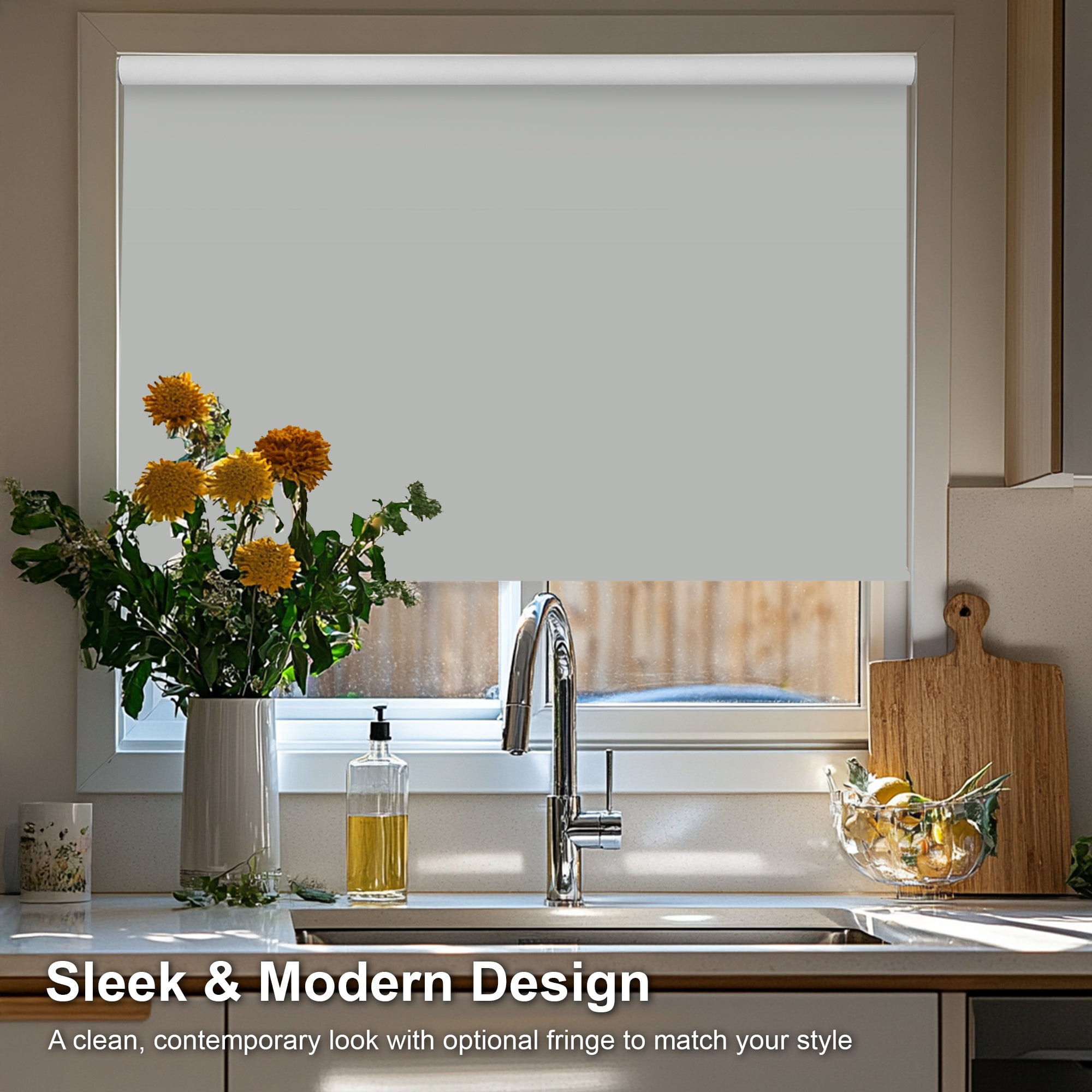 Chicology Blackout Roller Shades| Cordless Room Darkening Window Blinds |69.5"W X 64"H| Privacy Shades for Bedroom & Living Room | UV Protection | Gray