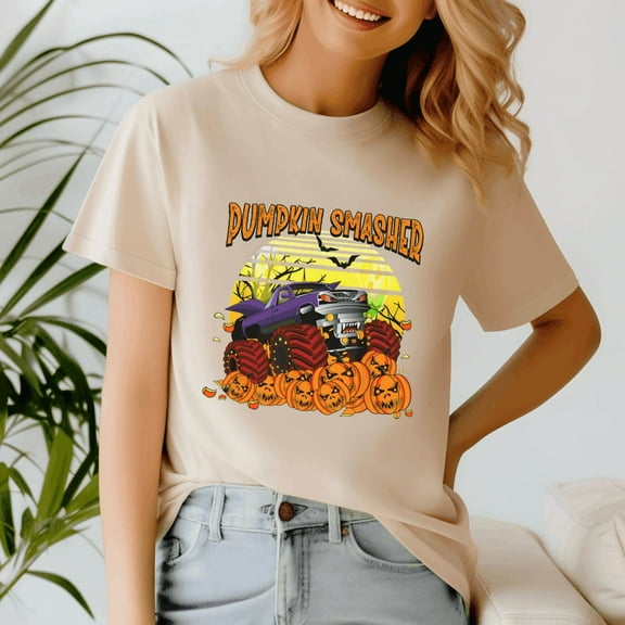 Boys Halloween Monster Truck Pumpkin Smasher Kids Toddlers,Halloween Shirt, Spooky Season Tee, Happy Halloween Shirt , Ghost Pumpkin Tshirt, Funny Holiday Gift,Horror Witchy