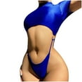 thumbnail image 1 of MDUKONU Women's Plus Size One Piece Swimsuit Spring Break Swimsuit Blue L, 1 of 5