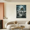 thumbnail image 5 of Vintage Halloween Cemetery, haunted house,Canvas Wall Art Painting, Horror Creepy Dark Poster, Gothic Artwork Picture Print Decor, Spooky Ghost Wall Decor for Bar Living Room Bedroom Party Framed, 5 of 8