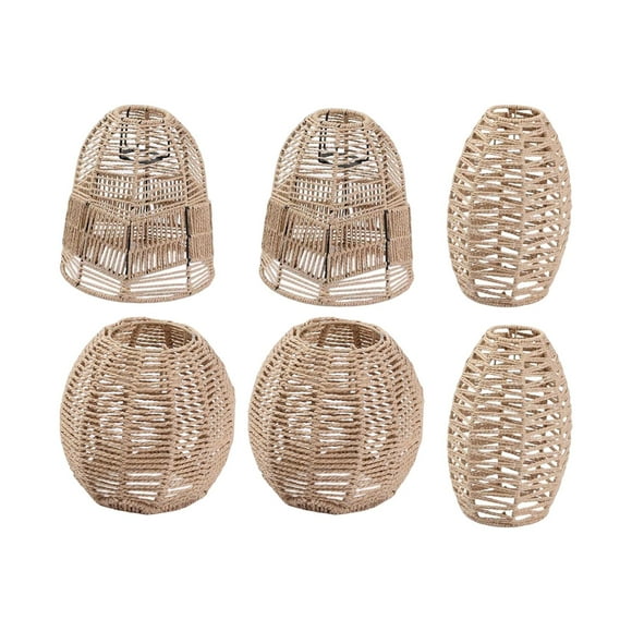 DOLITY 6x Retro Pendant Lamp Shades Handwoven Ceiling Light Shades Lampshade Home