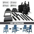 thumbnail image 6 of Tall Adirondack Chairs Set of 2，HDPE Outdoor Adirondack Barstools with Double Connecting Tray Patio Stools Weather Resistant for Outdoor Deck Lawn Pool Backyard,Navy Blue, 6 of 7