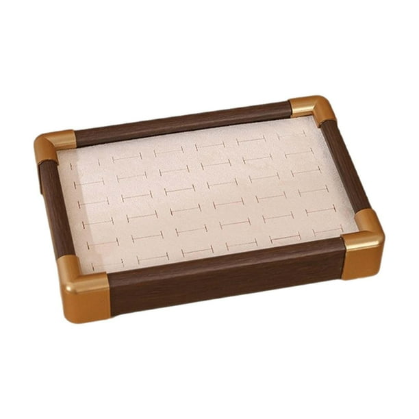 Caja de almacenamiento de terciopelo apilable para 36 anillos, aretes y 36 ranuras. Beige