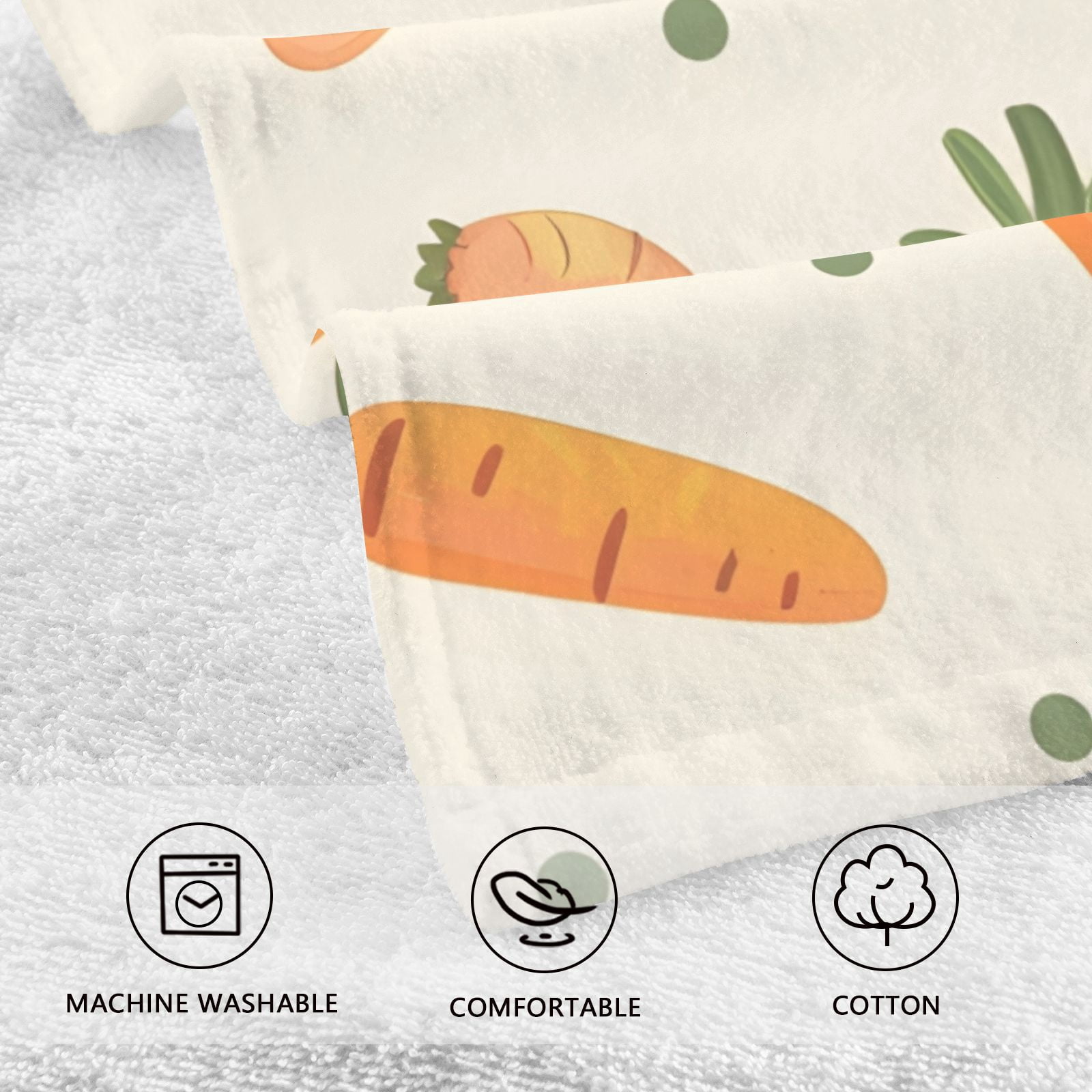 Cake Carrots Hand Towels Cotton Bath Towels Large Face Towels Absorbent for Bathroom 2 Packs