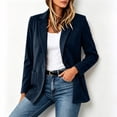 thumbnail image 4 of Womens Faux Suede Blazer Business Casual One Button Slim Suit Jackets Lapel Collar Solid Color Trendy Outfits Navy S, 4 of 9