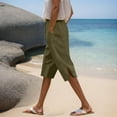 thumbnail image 2 of Women's Casual Summer Shorts Elastic Waist Side Slit Drawstring Lightweight Breathable Pants with Pockets for Beach Outfits, 2 of 2