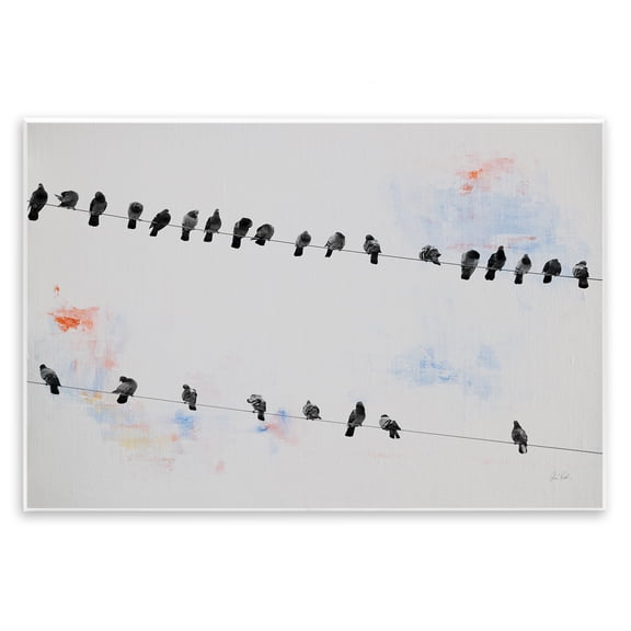 Stupell Industries Migrating Birds on Wire Animals Painting Unframed Art Print Wall Art, 15 x 10