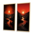 thumbnail image 3 of Designart "Magical Sunset Along the Riverbank I" Lakehouse Framed Wall Art Set Of 2 - Lake House Red Framed Wall Art Set Of 2, 3 of 6