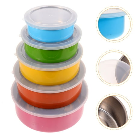 HEMOTON  5 Pcs Stainless Steel Mixing Bowls Kitchen Baby Travel Colorful