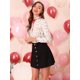 thumbnail image 2 of INSPIRE CHIC Blusa con cuello con volantes y lazo para mujer, blusa de manga larga con campana vintage Corazones rojos beige M, 2 of 6