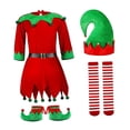 thumbnail image 4 of Disfraz de ,Disfraz de Navidad Disfraces de Halloween para mujer,Disfraz conjunto de ropa Traje de Navidad Cosplay,Sombrero de fiesta Medias altas a rayas Vestido de noche,Medias con, 4 of 8