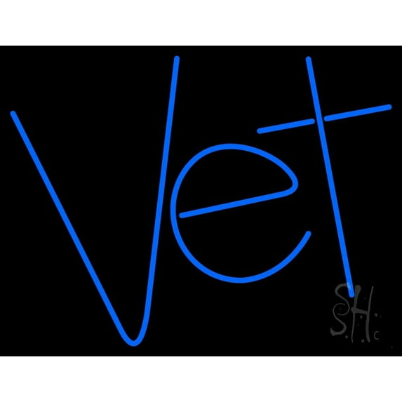 Blue Vet LED Neon Sign 24 x 31 - inches, Black Square Cut Acrylic Backing, with Dimmer - Bright and Premium built indoor LED Neon Sign for Defence Force.