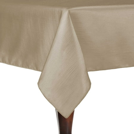 

Ultimate Textile (10 Pack) Reversible Shantung Satin - Majestic 72 x 120-Inch Rectangular Tablecloth - for Weddings Home Parties and Special Event use Tan Beige