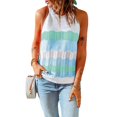 thumbnail image 1 of Sleeveless Halter Neck Tank Tops Summer Vest Color Block Stylish Women Shirt Top, 1 of 5