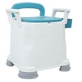 thumbnail image 1 of Bedside Commode, Wide Armrest Toilet Chair with Prevent Slip and Comfortable PU Backrest, Plastic Material, Easy Installation, 3 Speed Lifting Adjustment, for Elderly, Pregnant, 1 of 7
