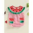 thumbnail image 3 of ESASSALY Baby Girl and Boy Overalls Watermelon Print Sleeveless Jumpsuit, 3 of 9