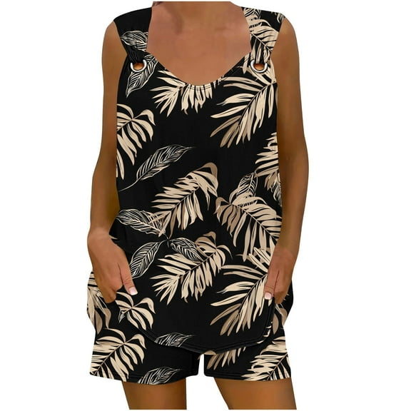 LYXSSBYX 2 Piece Sets for Women Summer Shorts Women's Summer Loose Casual Two-Piece Set with Pocket Print