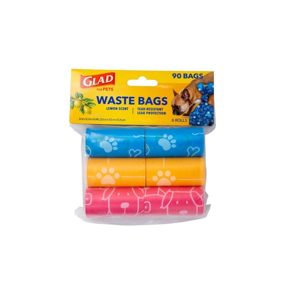 Glad Scented Waste Bags Refill Rolls, Lemon Scent, 90 Bags