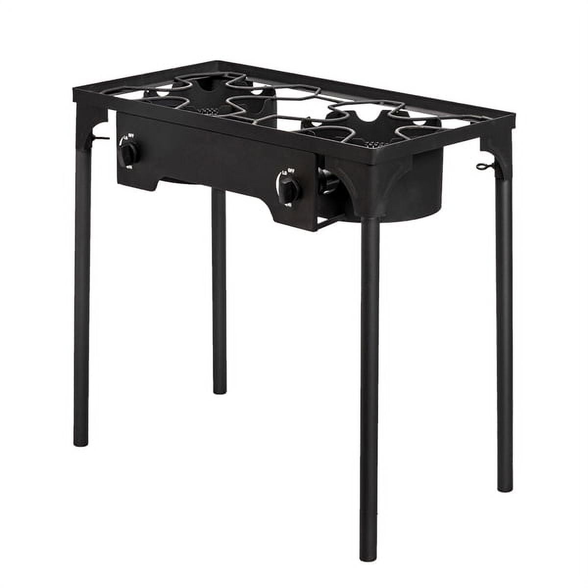 150,000 BTU Double Burner Camp Stove - High Pressure Propane Cooker w/ Cast Iron Heads, 0-20 PSI Adjustable, CSA Certified & Portable Legs for Tailgating, Home Brewing