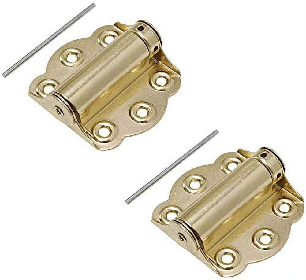 Litepak Adjustable Screen Door Hinge Professional Grade Hardware Self-Closing Easy Install (2 Pack, Polished Brass)