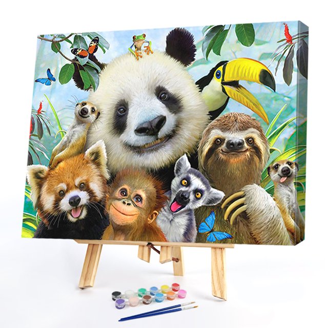 Cuadros Decorativos Pintura sin marco por números Panda Friends DIY dibujo hecho a mano sobre lienzo regalos JShteea Nuevos Originales