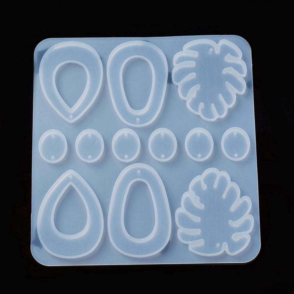 10pcs Earring Silicone Molds Resin Casting Molds For UV Resin Epoxy Resin Jewelry Making Mixed Shape White 120x130x4mm Hole: 1mm