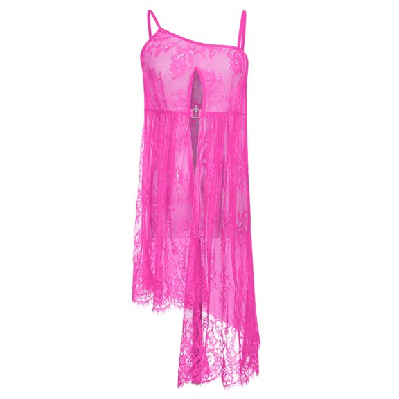 Dianli up to 60% off Gifts Sexy Lingerie for Women Valentines Day Lingerie Sexy Women Lingerie Lace Round Neck Tulle Hollowed out Split Skirt Sexy Lingerie Sexy Pajamas Valentines Day