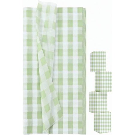 100 Sheets Sage Green Gingham Tissue Paper 14 X 20 Inches Sage Green And White Buffalo Plaid Gift Wrapping Checkered Tissue Paper For Gift Bags Wedding Birthday Packaging Crafts