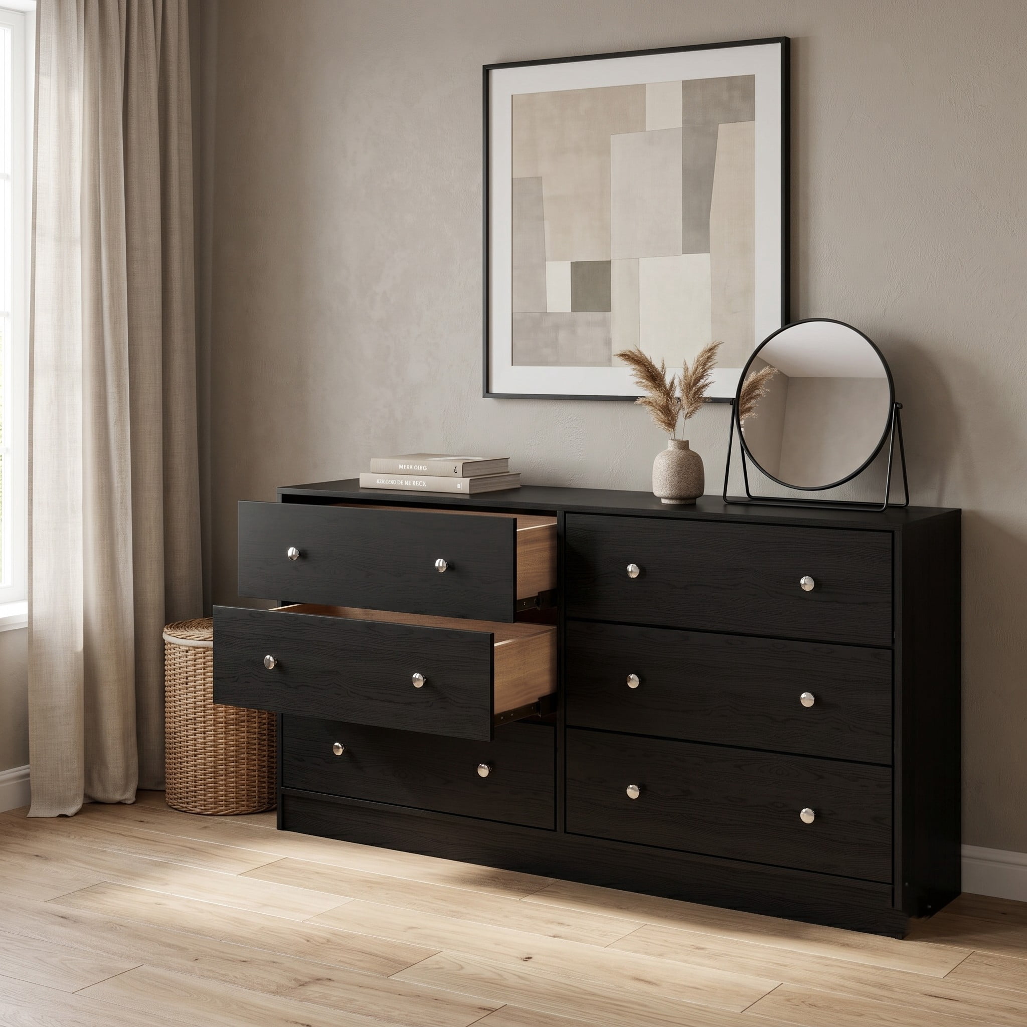 Home Design Altoona 6-Drawer Dresser, Modern Wood Grain Storage Dresser