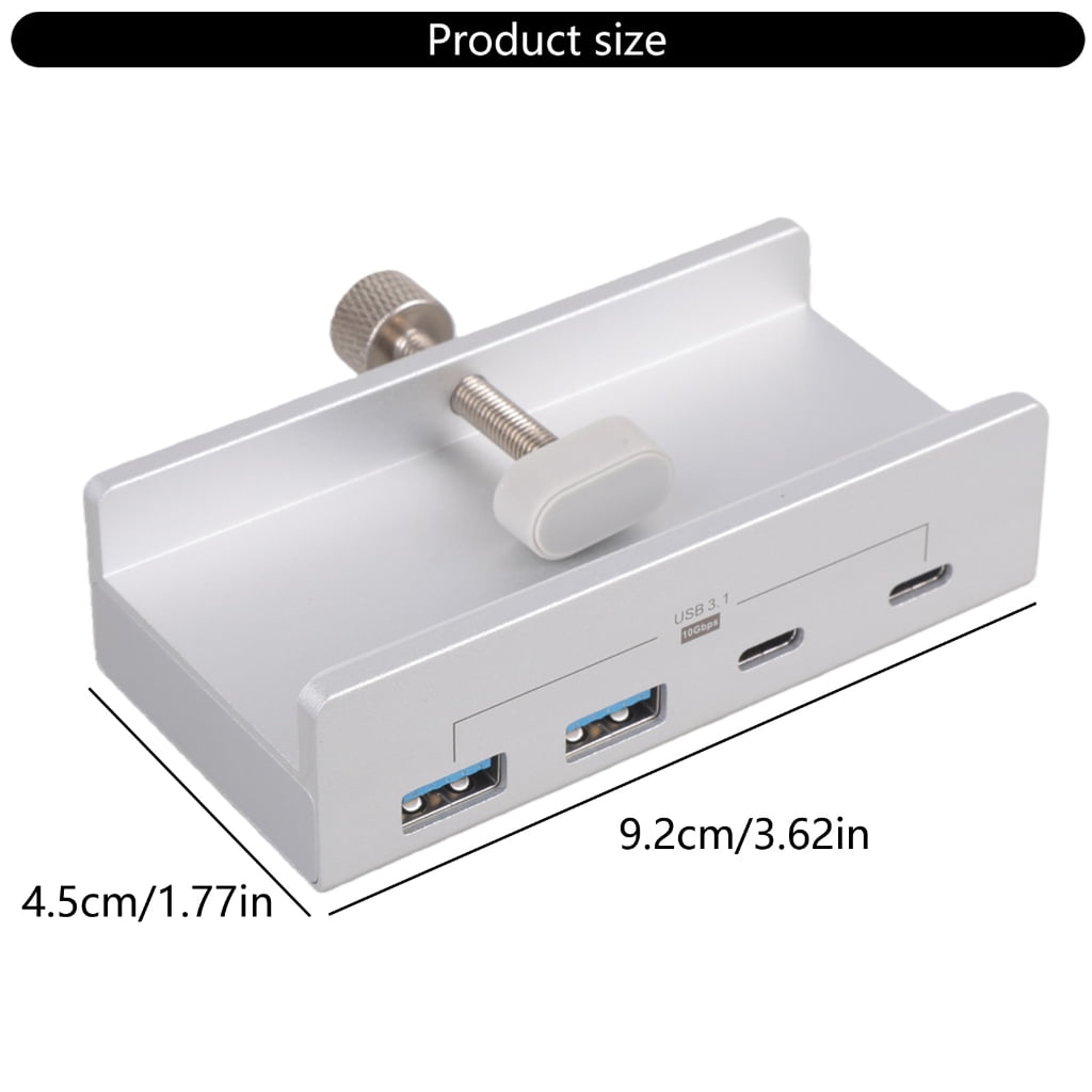 Aluminum Type C 4 Port USB 3.1 Hubs Phone Holder Power Adapter Splitter 10Gbps USB C Docking Hubs Aluminum Clamp Dock