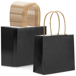 Poever Small Kraft Paper Bags 25 Pack Mini Brown Paper Bags 3.5x2.4x6.7  Small Gift Bags with Handles Bulk for Party Favor Small Business