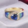 thumbnail image 3 of 7*7mm Blue Cubic Zircon White Band Ring Women's Gold Filled Jewelry Size 6-10, 3 of 5