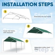 Quictent 10x20 ft Heavy Duty Carport Outdoor Garage Shelter Reinforced Structure, No Sidewall - Green