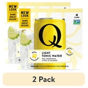 (2 pack) Q Mixers Light Tonic Water, 4 pack, 7.5 fl oz Cans – Single-Serve Cocktail Mixer for Gin & Tonic and Zero-Proof Drinks - Paperboard Box
