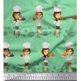 thumbnail image 1 of Soimoi Rayon Crepe Fabric Cook Girl Printed Fabric 1 Yard 46 Inch Wide, 1 of 3