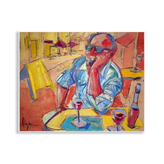 Stupell Industries Man with Wine Portrait People Painting Unframed Art Print Wall Art, 14 x 11