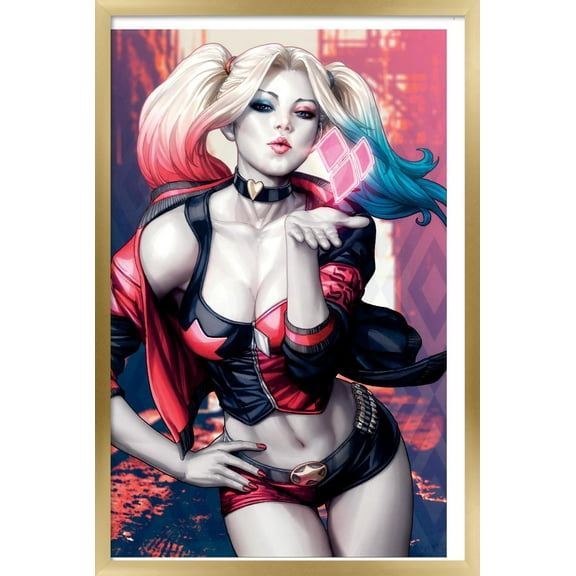 DC Comics - Harley Quinn - Kiss Wall Poster, 22.375" x 34", Framed