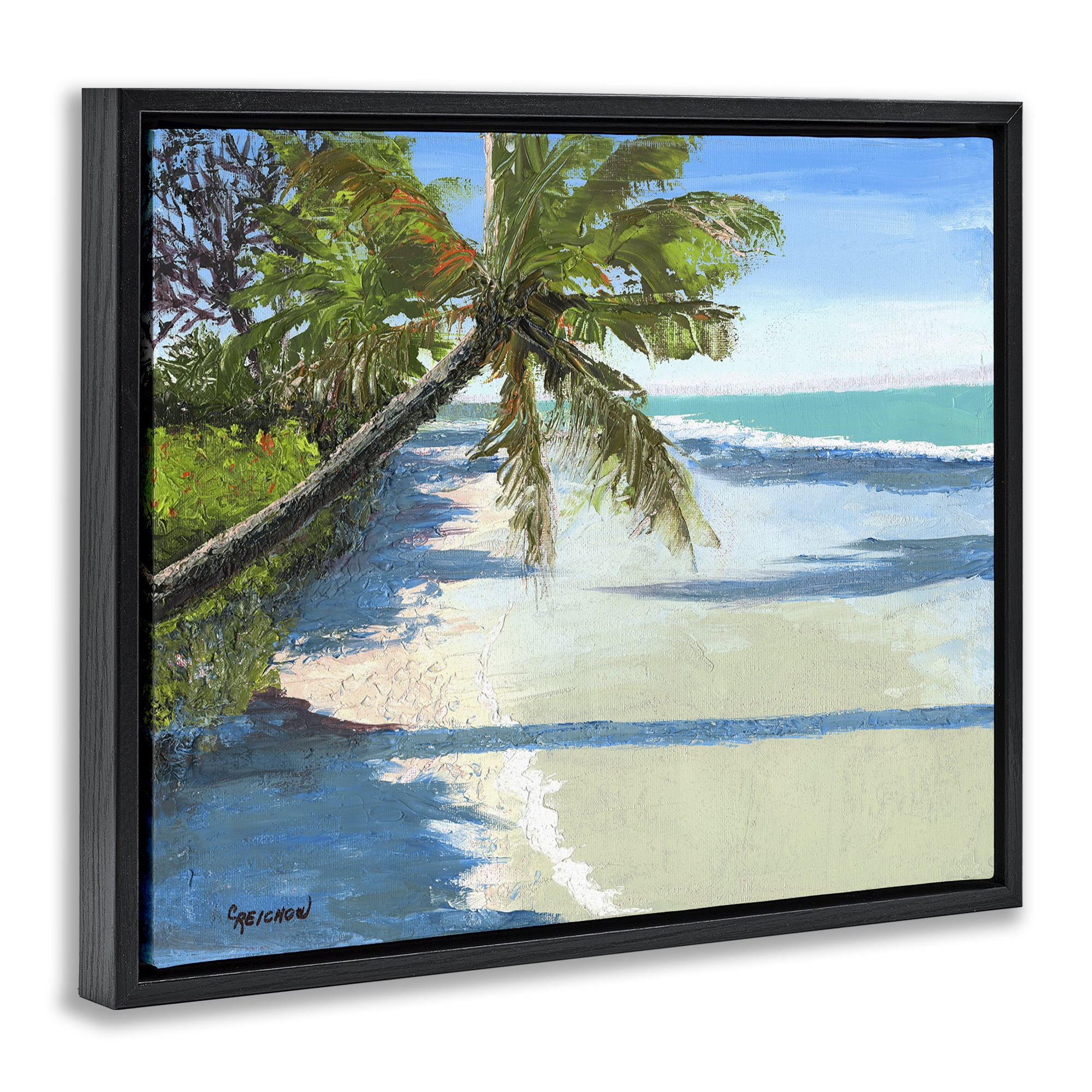 Stupell Industries Beach Shadows Landscape Landscape & Nature Painting Black Floater Framed Canvas Art Print Wall Art, 21 x 17