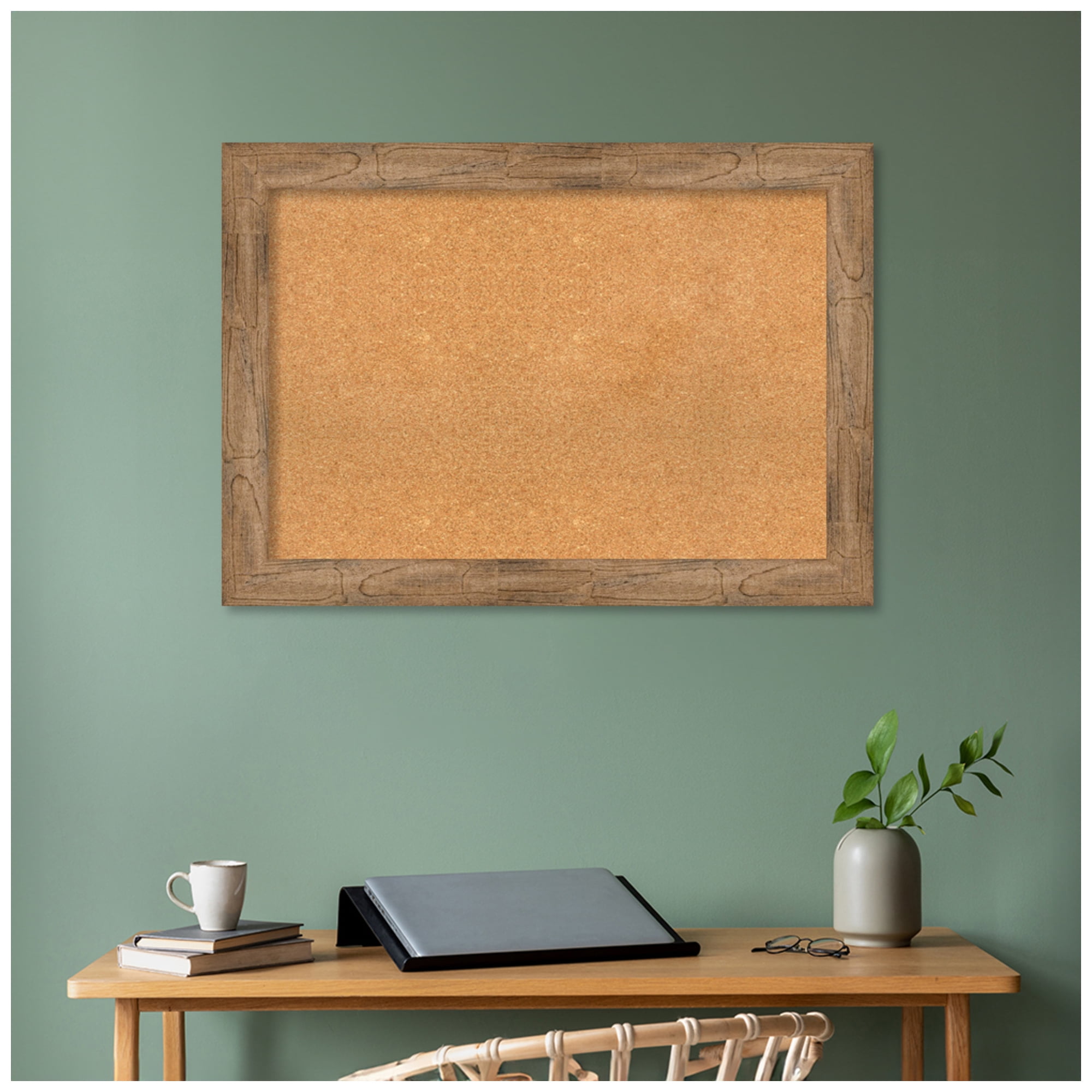Amanti Art Natural Cork Board Wood Framed Owl Brown Bulletin Board 42 in. x 30 in.