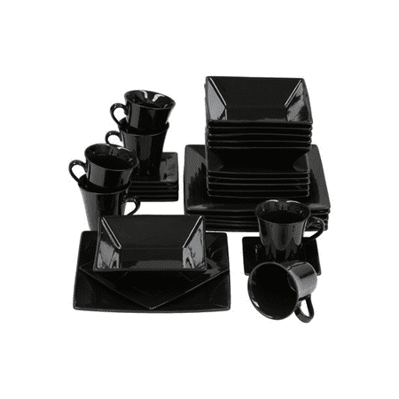

Square 30 Piece Stoneware Dinnerware Set - BLACK