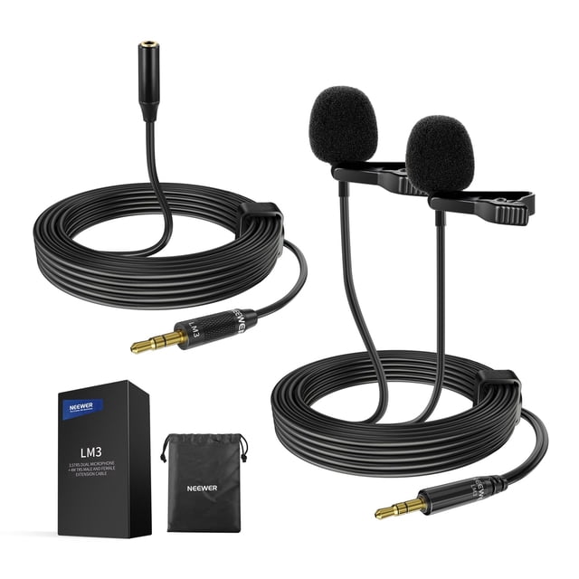 Micrófonos duales Lavalier Neewer LM3 para cámara réflex digital